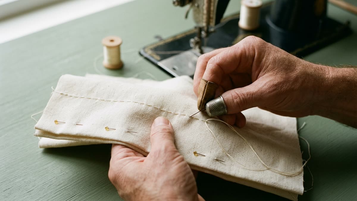 Safe stitching practice on scrap material